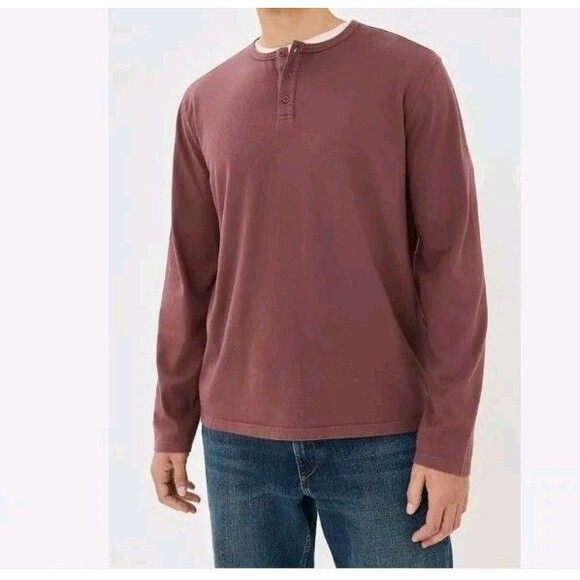 NWT Rhone Waffle Henley Long Sleeve Men's Shirt XLarge Grape Shake Heather Snaps - Picture 2 of 8